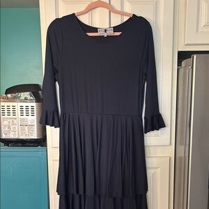 Dainty Jewells Navy Ruffle Layered Dress Medium